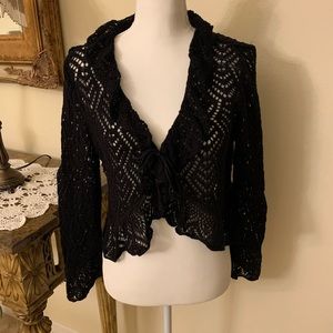 Designer originals black, crocheted sweater Size M